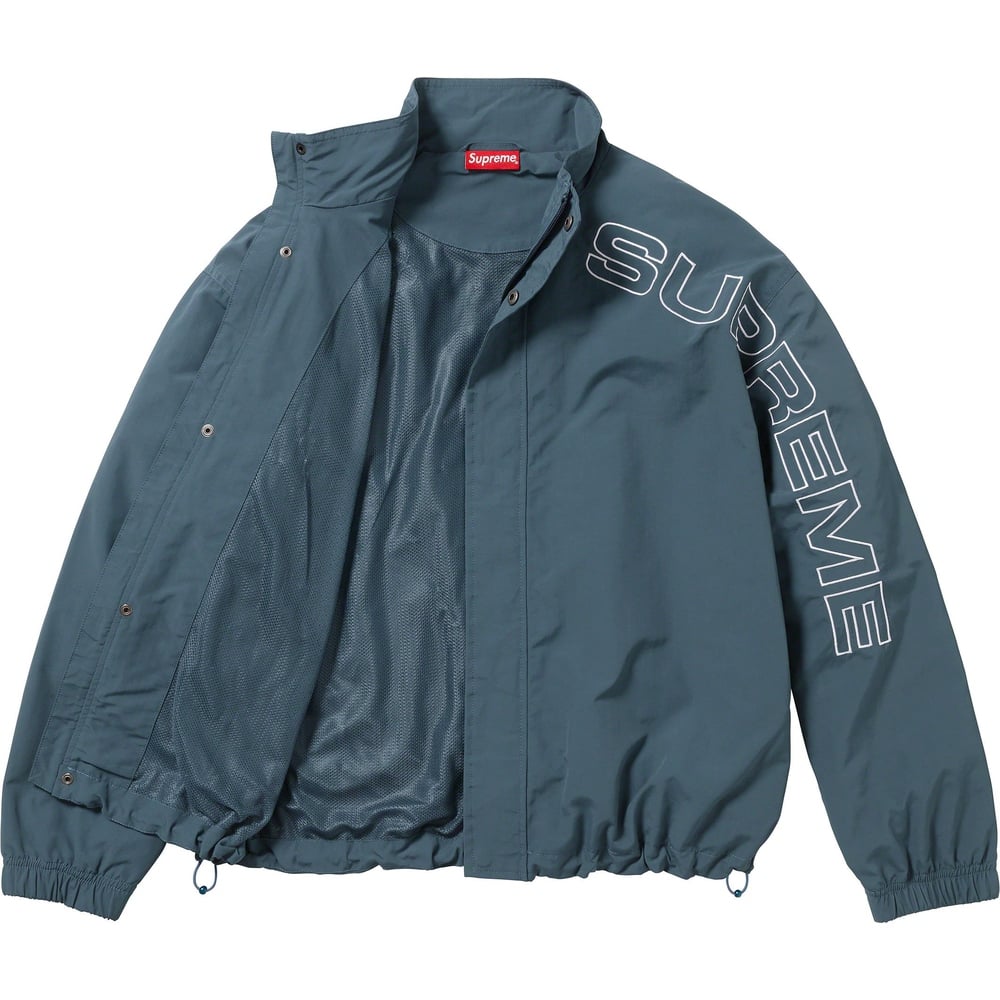 Details on Spellout Embroidered Track Jacket  from fall winter
                                                    2023 (Price is $168)