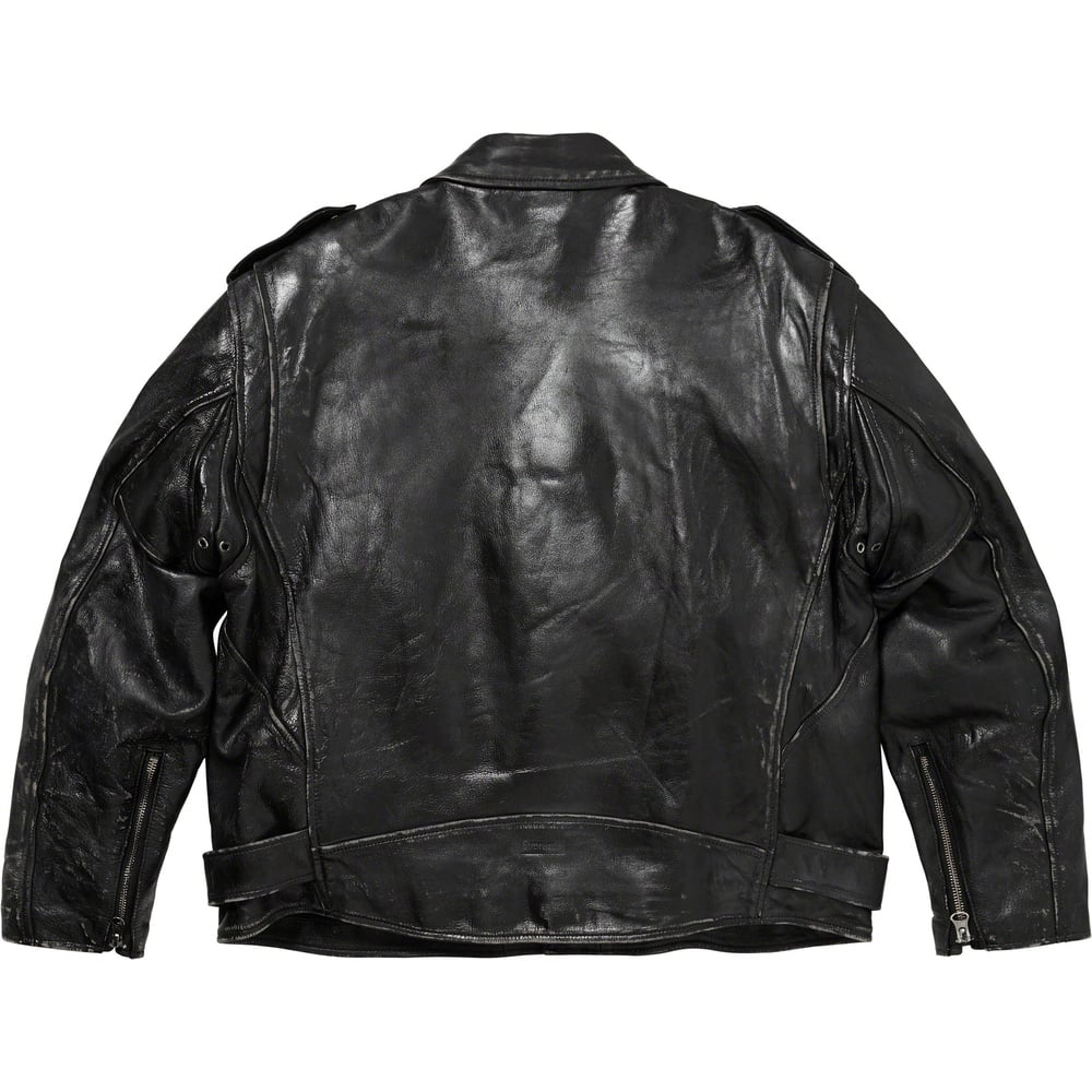 Details on Supreme Blackmeans Painted Leather Motorcycle Jacket  from fall winter
                                                    2023