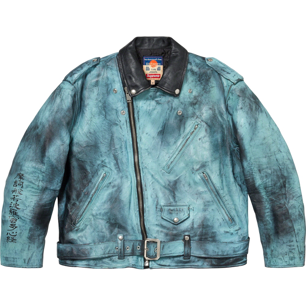 Details on Supreme Blackmeans Painted Leather Motorcycle Jacket  from fall winter
                                                    2023