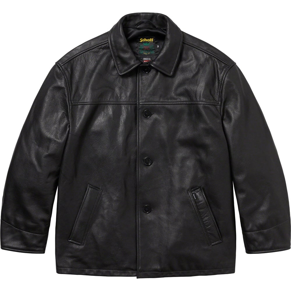 Details on Supreme Schott Leather Car Coat  from fall winter
                                                    2023 (Price is $898)