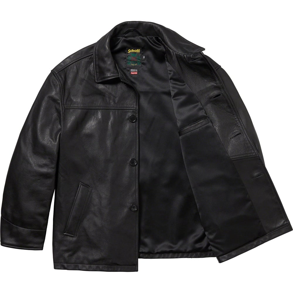 Details on Supreme Schott Leather Car Coat  from fall winter
                                                    2023 (Price is $898)