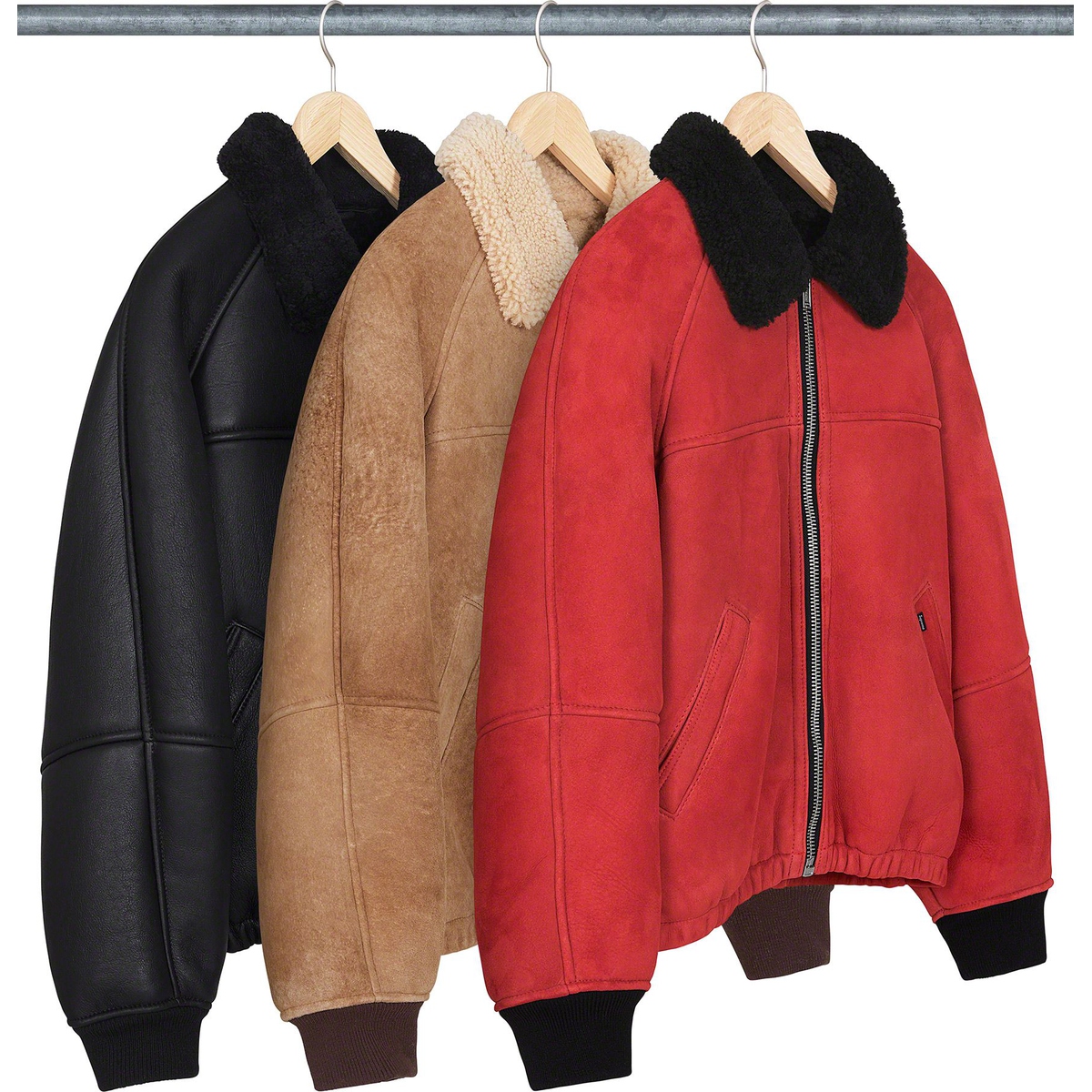 Details on Supreme Schott Shearling Bomber Jacket from fall winter
                                            2023
