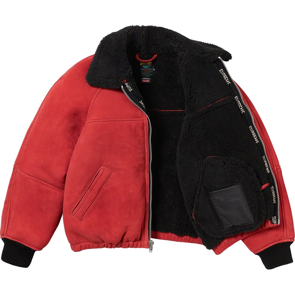 Details on Supreme Schott Shearling Bomber Jacket  from fall winter
                                                    2023 (Price is $1498)