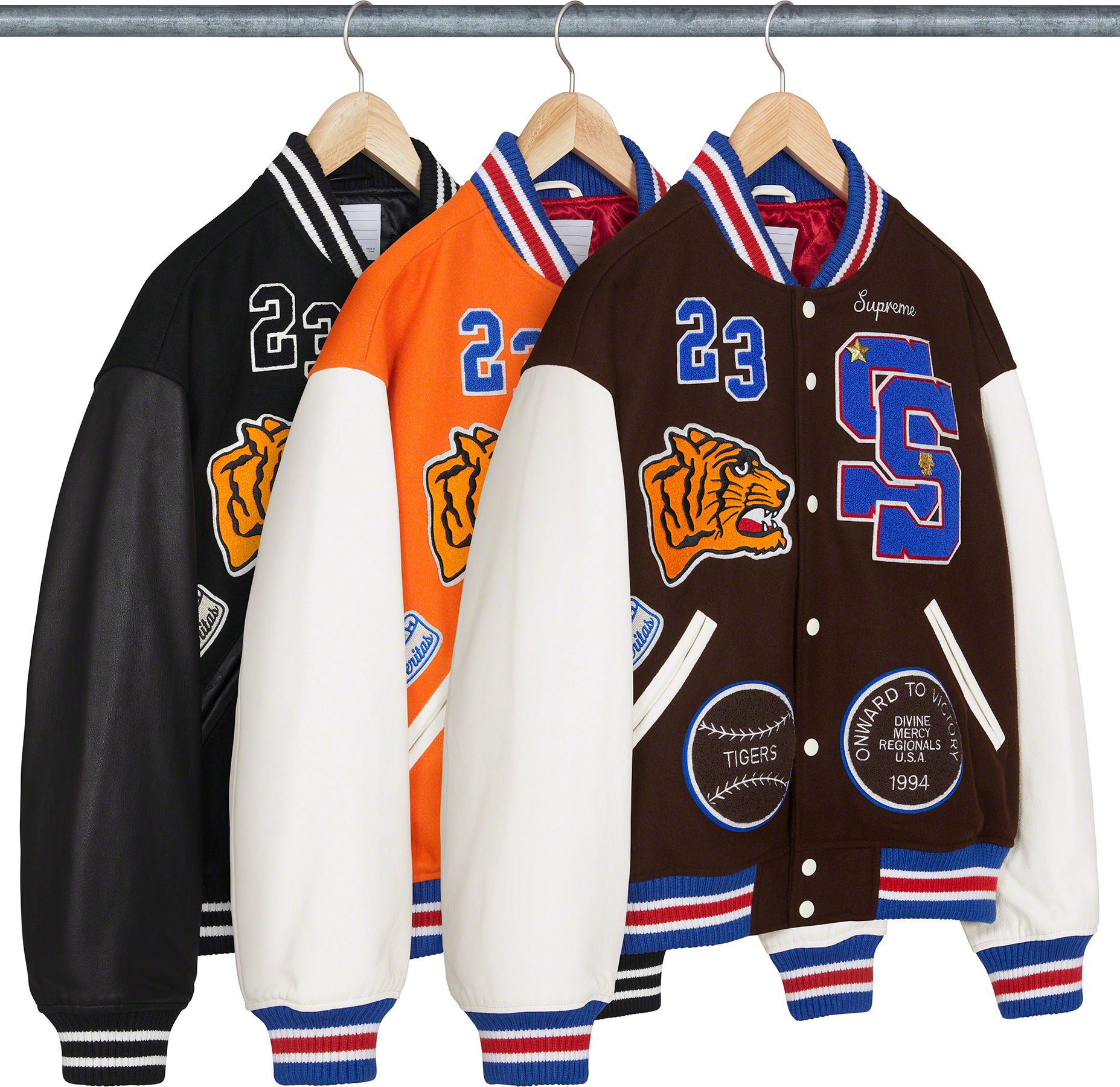 Mens Supreme Tiger Logo Varsity Jacket - JacketsJunction