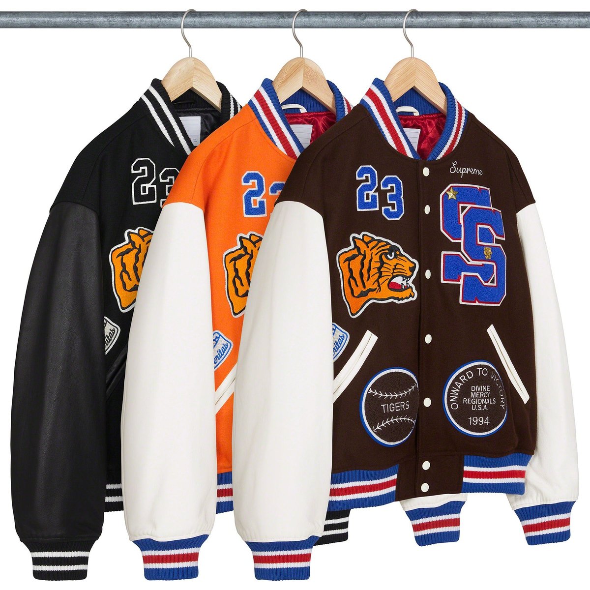 Details on Tiger Varsity Jacket from fall winter 2023 (Price is $568)