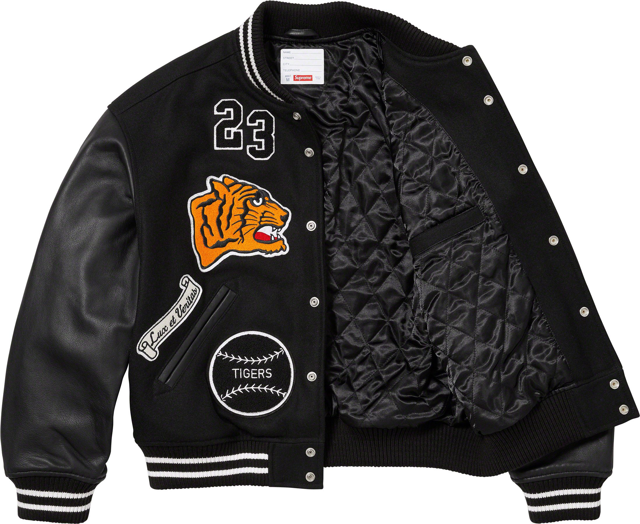 Mens Supreme Tiger Logo Varsity Jacket - JacketsJunction