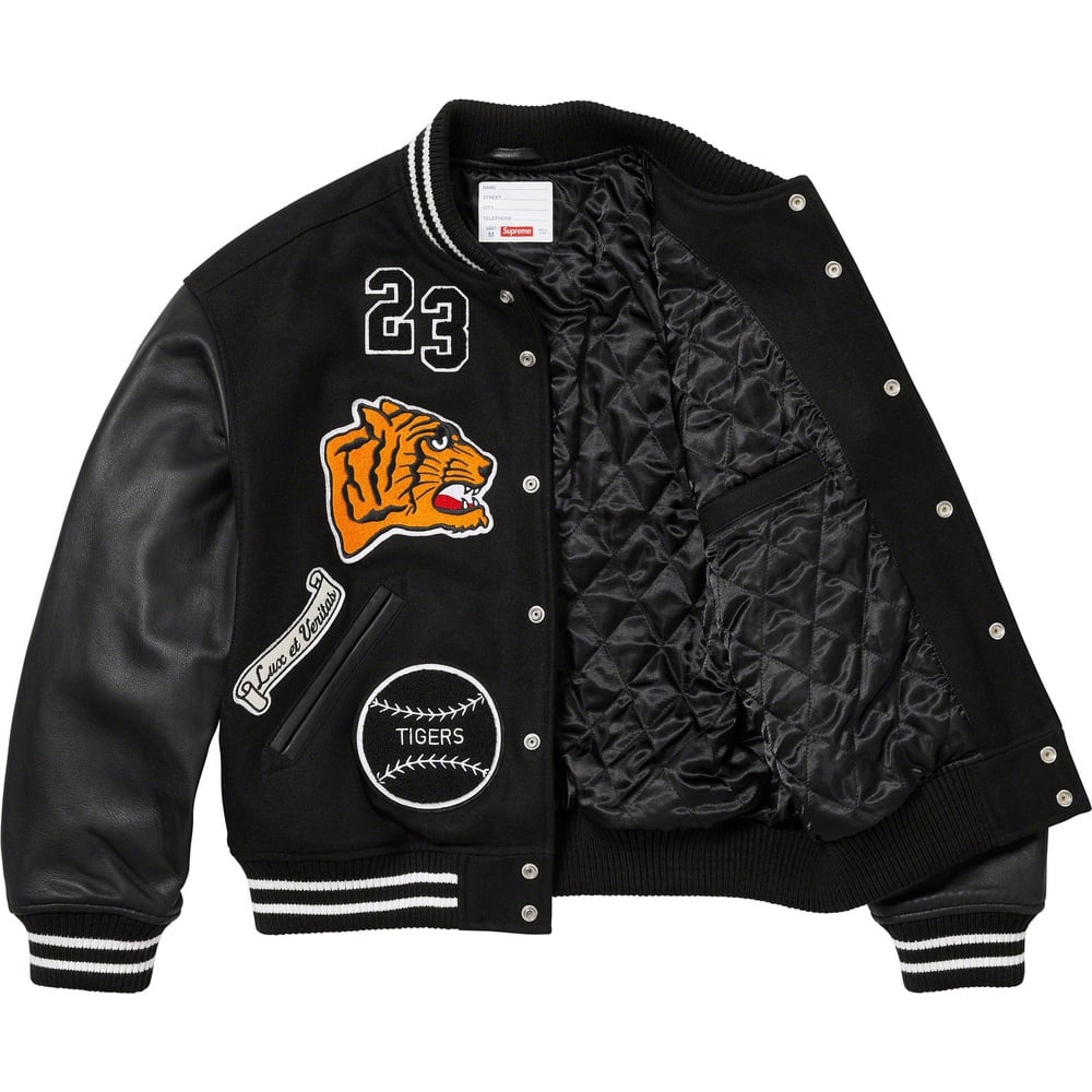 Details on Tiger Varsity Jacket  from fall winter 2023 (Price is $568)