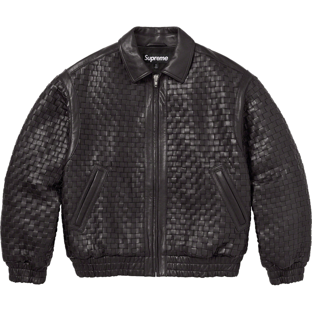 Details on Woven Leather Varsity Jacket  from fall winter
                                                    2023 (Price is $798)