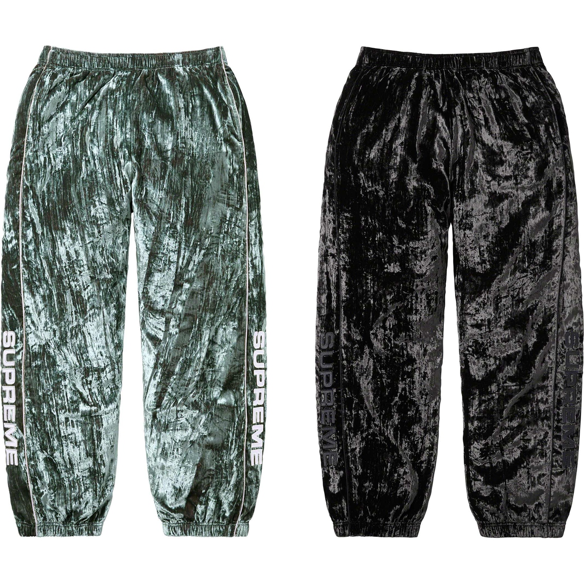 Details on Crushed Velvet Track Pant from fall winter
                                            2023 (Price is $138)