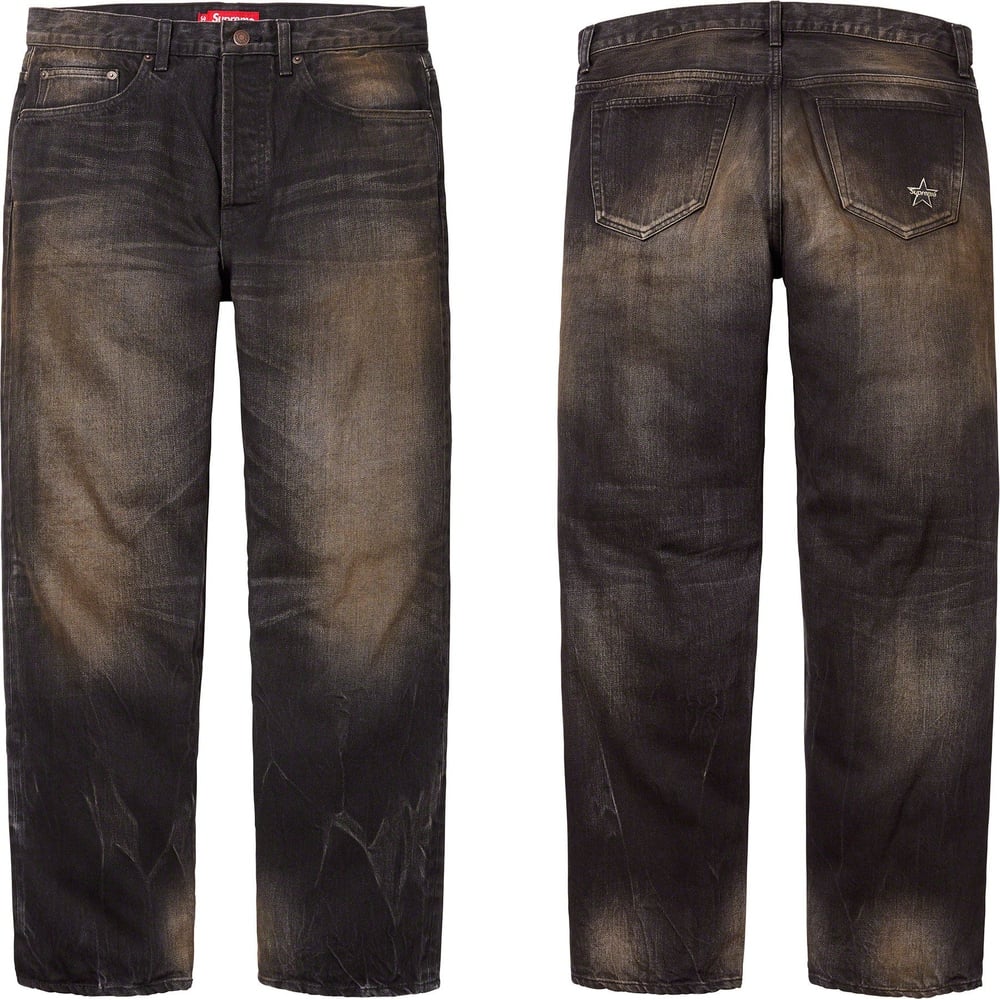 Supreme Distressed Loose Fit Selvedge Jean (FW23) - $288