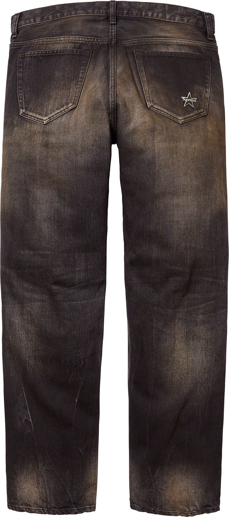 supreme distressed loose fitselvedgejean