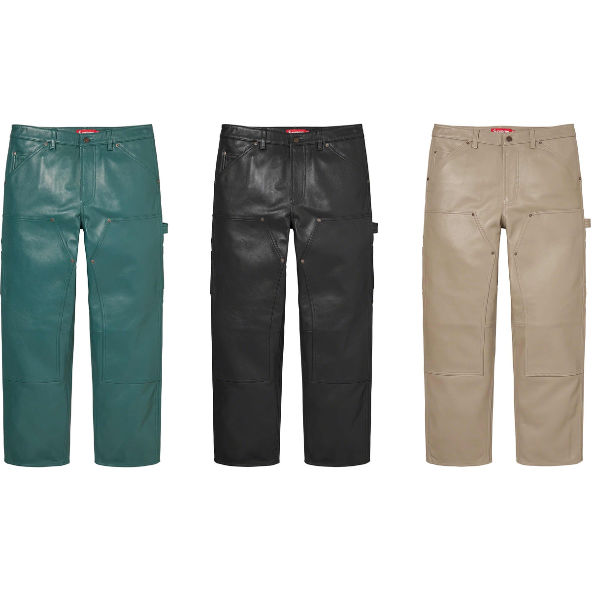 Supreme Leather Double Knee Pant releasing on Week 2 for fall winter 2023
