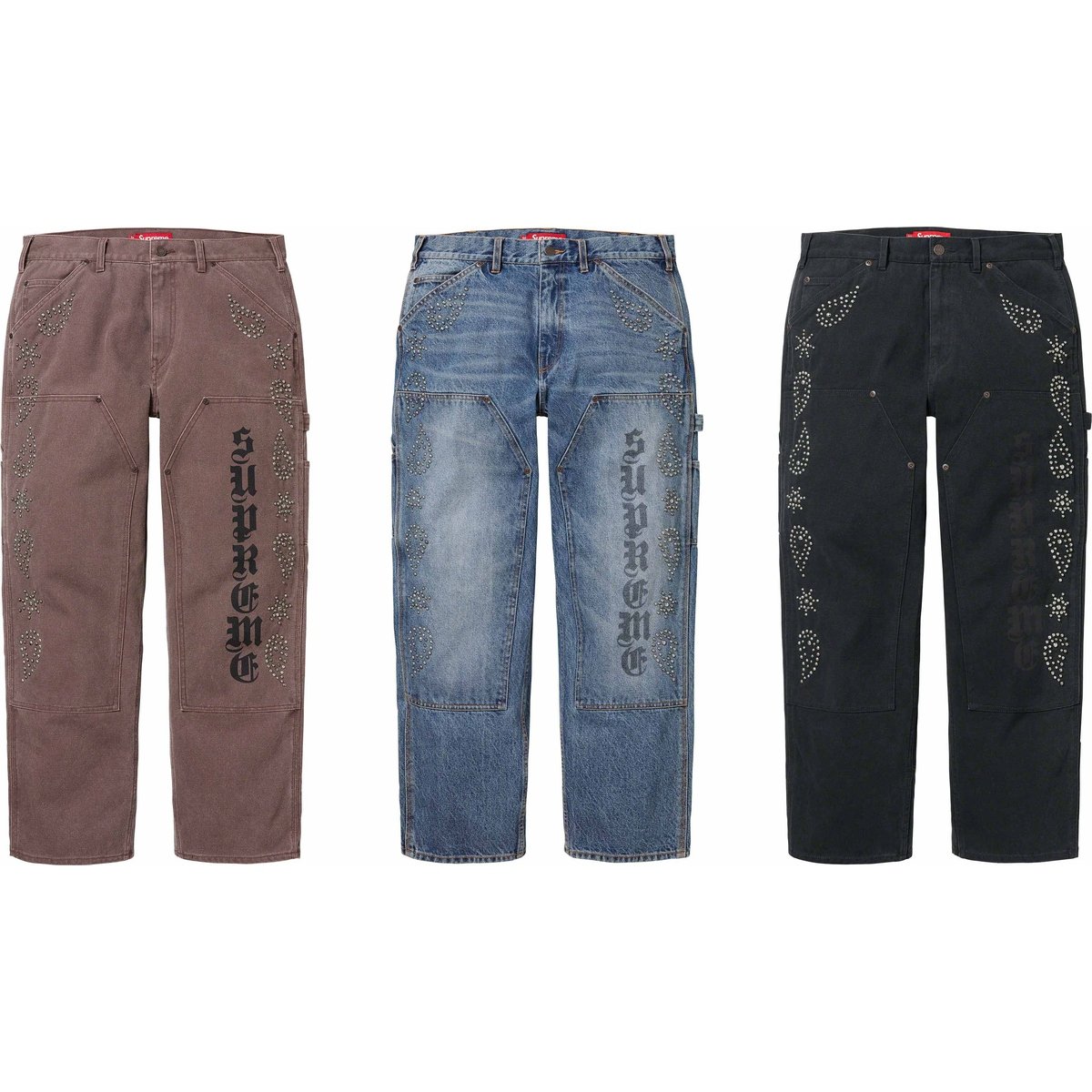 Supreme Paisley Studded Double Knee Painter Pant for fall winter 23 season