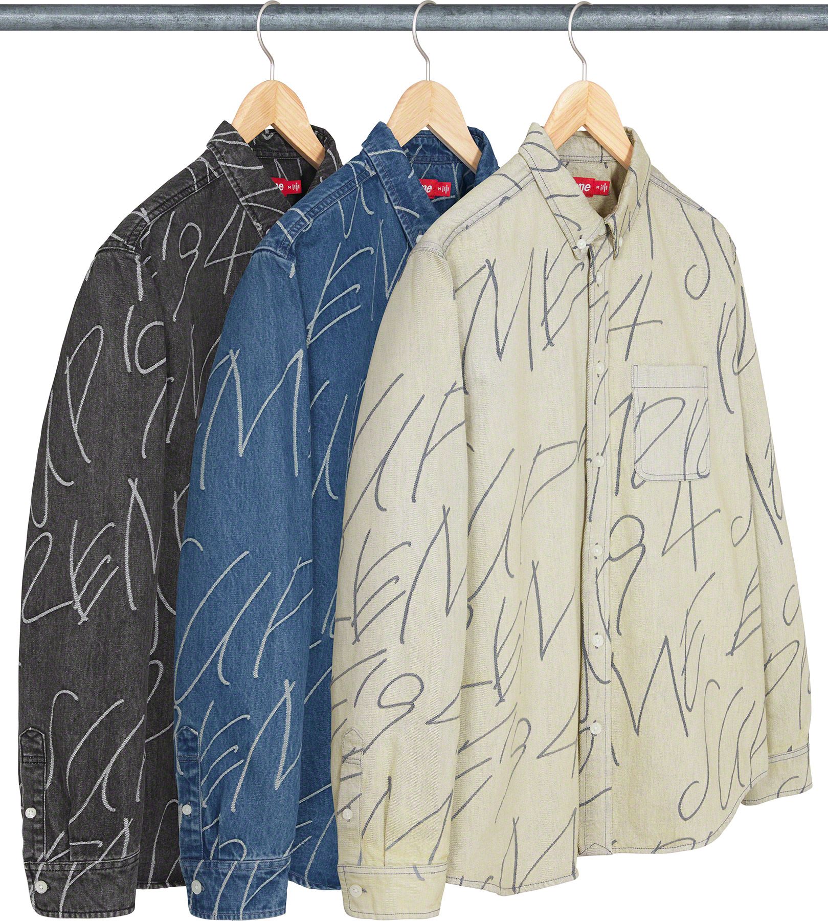 Handwriting Jacquard Denim Shirt - Shop - Supreme