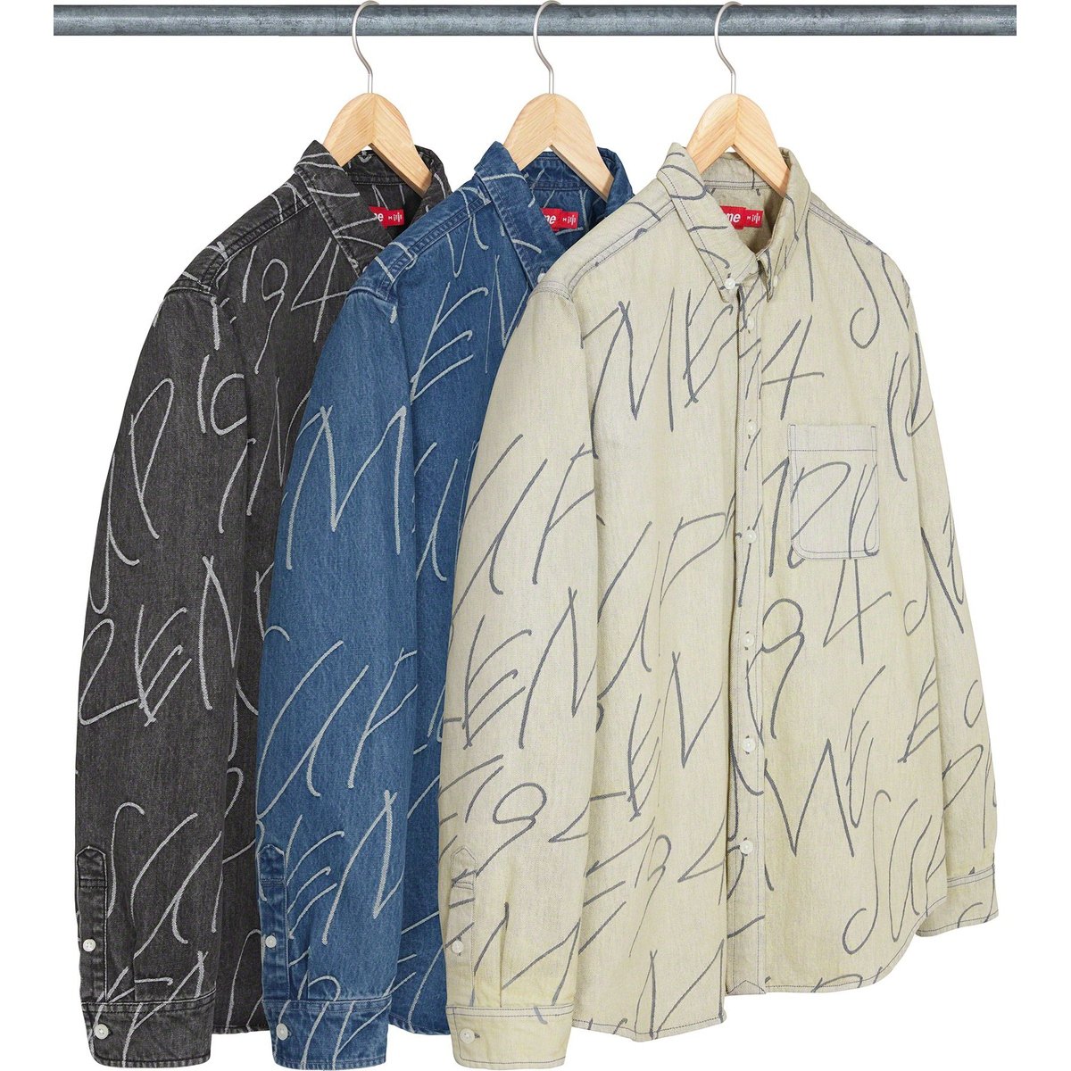 Supreme Handwriting Jacquard Denim Shirt releasing on Week 8 for fall winter 2023