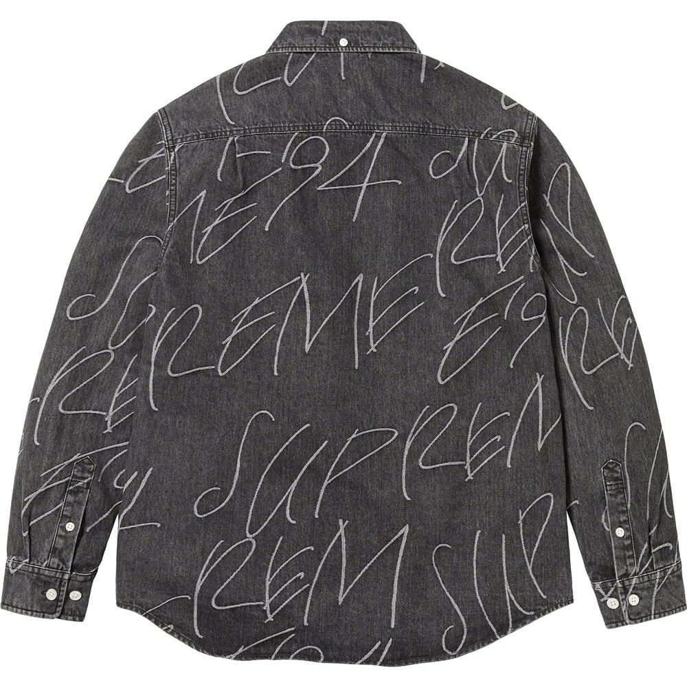 Details on Handwriting Jacquard Denim Shirt  from fall winter
                                                    2023 (Price is $148)