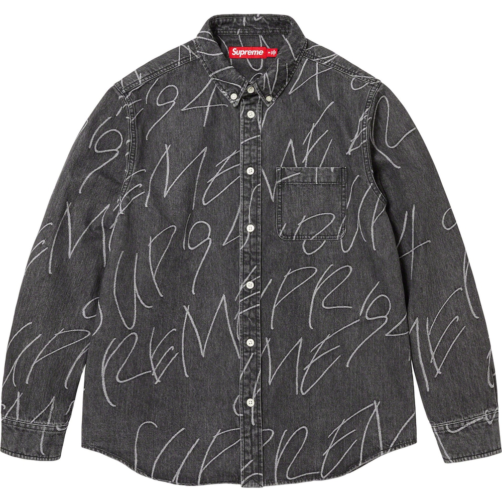 Details on Handwriting Jacquard Denim Shirt  from fall winter
                                                    2023 (Price is $148)