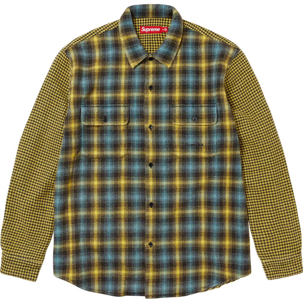 Details on Houndstooth Plaid Flannel Shirt  from fall winter
                                                    2023