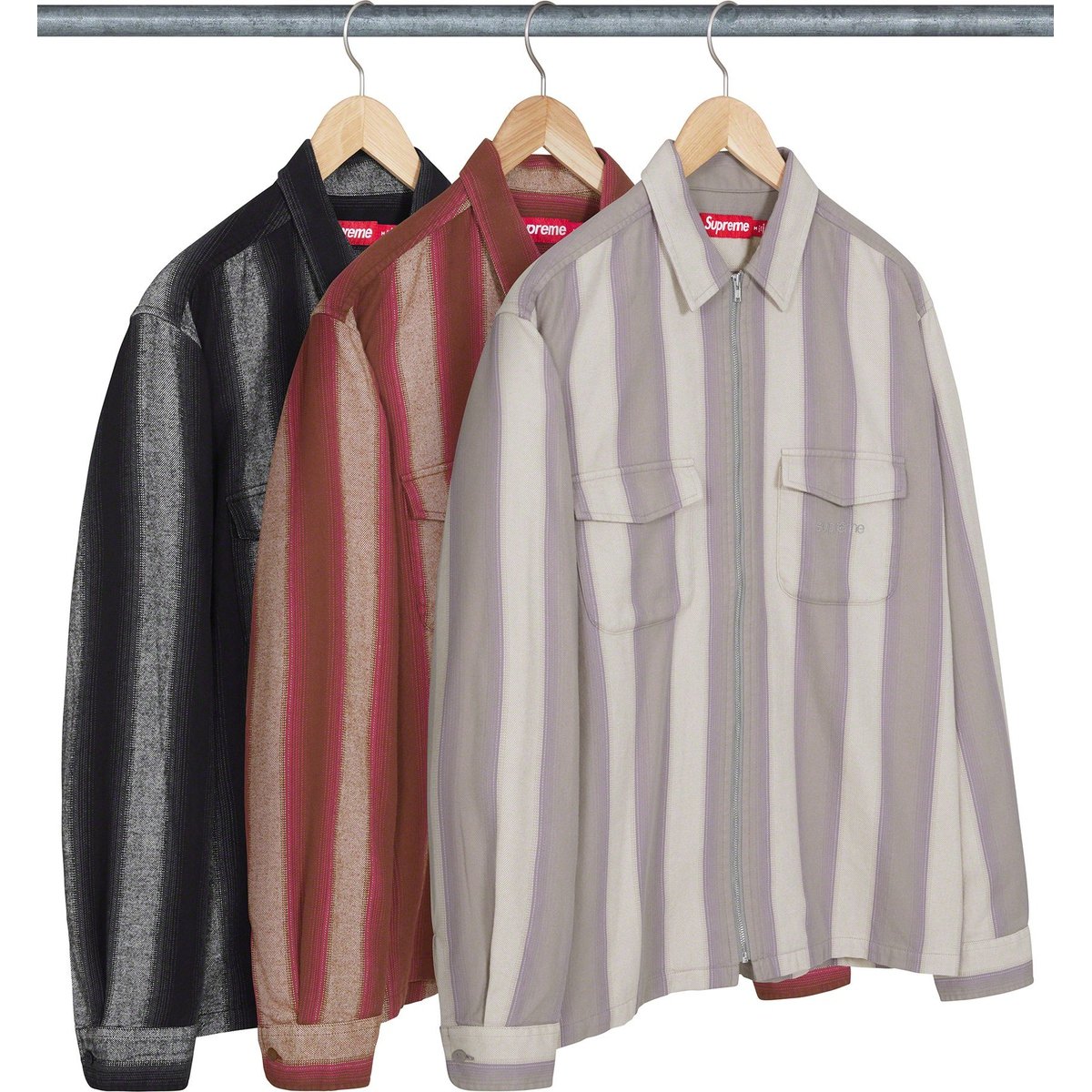 Supreme Stripe Flannel Zip Up Shirt releasing on Week 13 for fall winter 2023