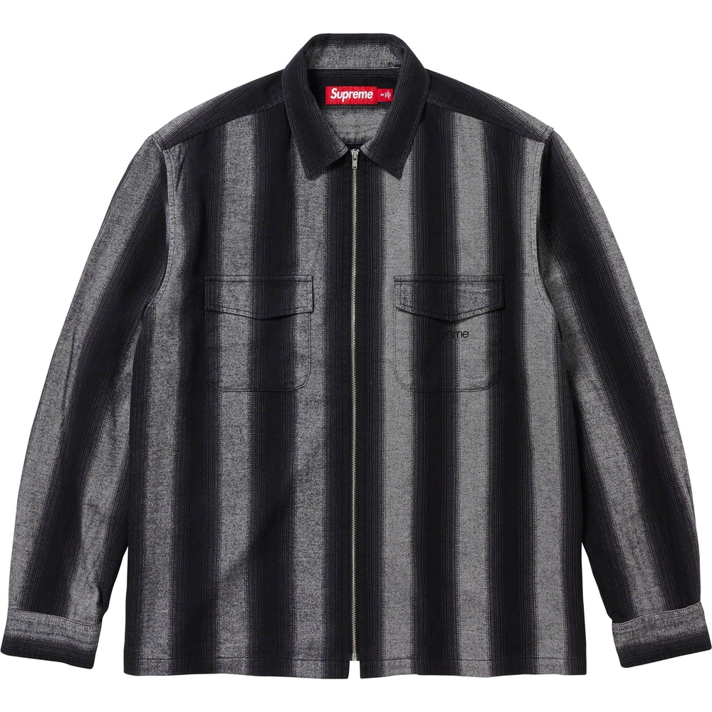 Details on Stripe Flannel Zip Up Shirt  from fall winter
                                                    2023