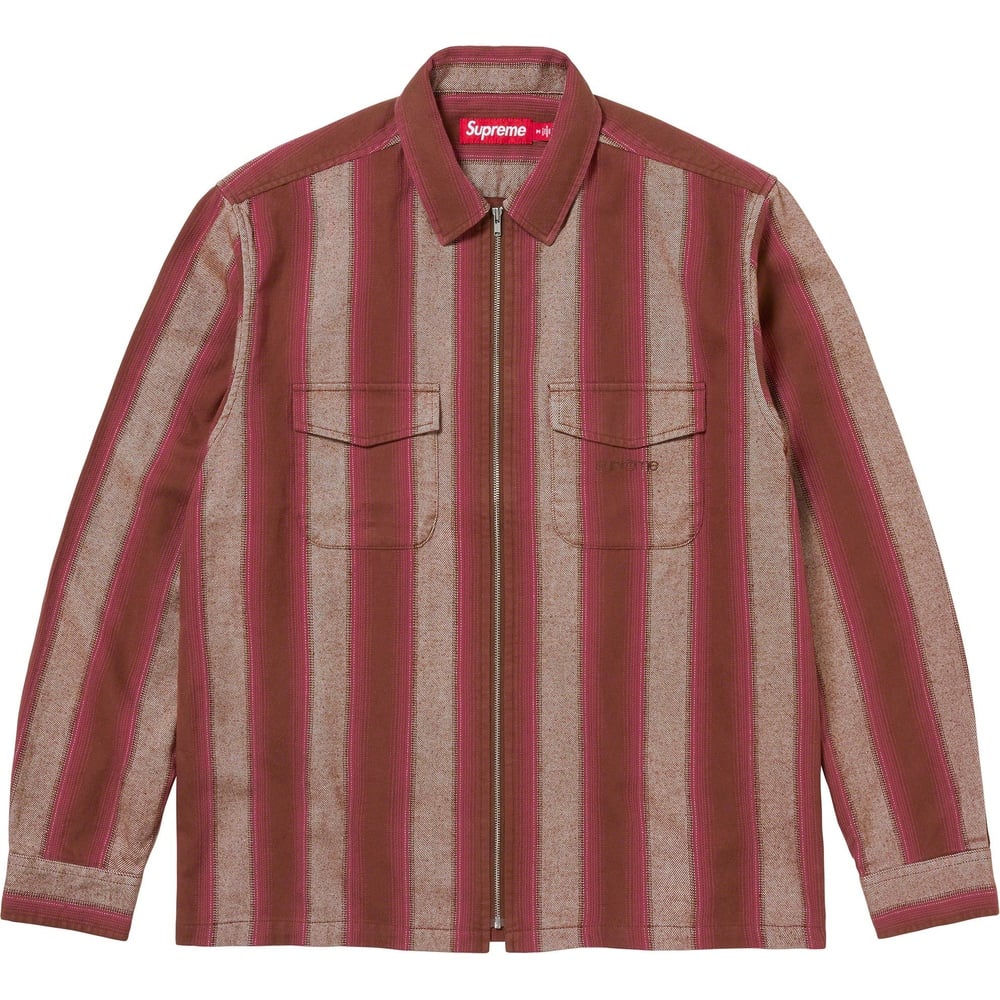 Details on Stripe Flannel Zip Up Shirt  from fall winter
                                                    2023 (Price is $138)