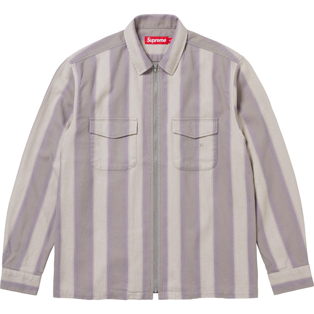 Supreme Stripe Flannel Zip Up Shirt (FW23) - $138