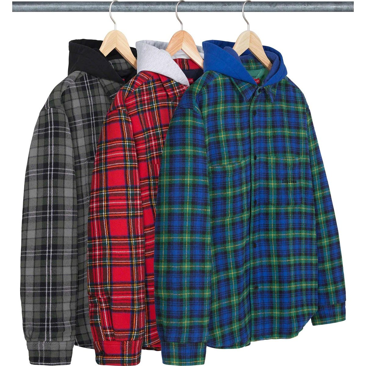 Supreme Tartan Flannel Hooded Shirt released during fall winter 23 season