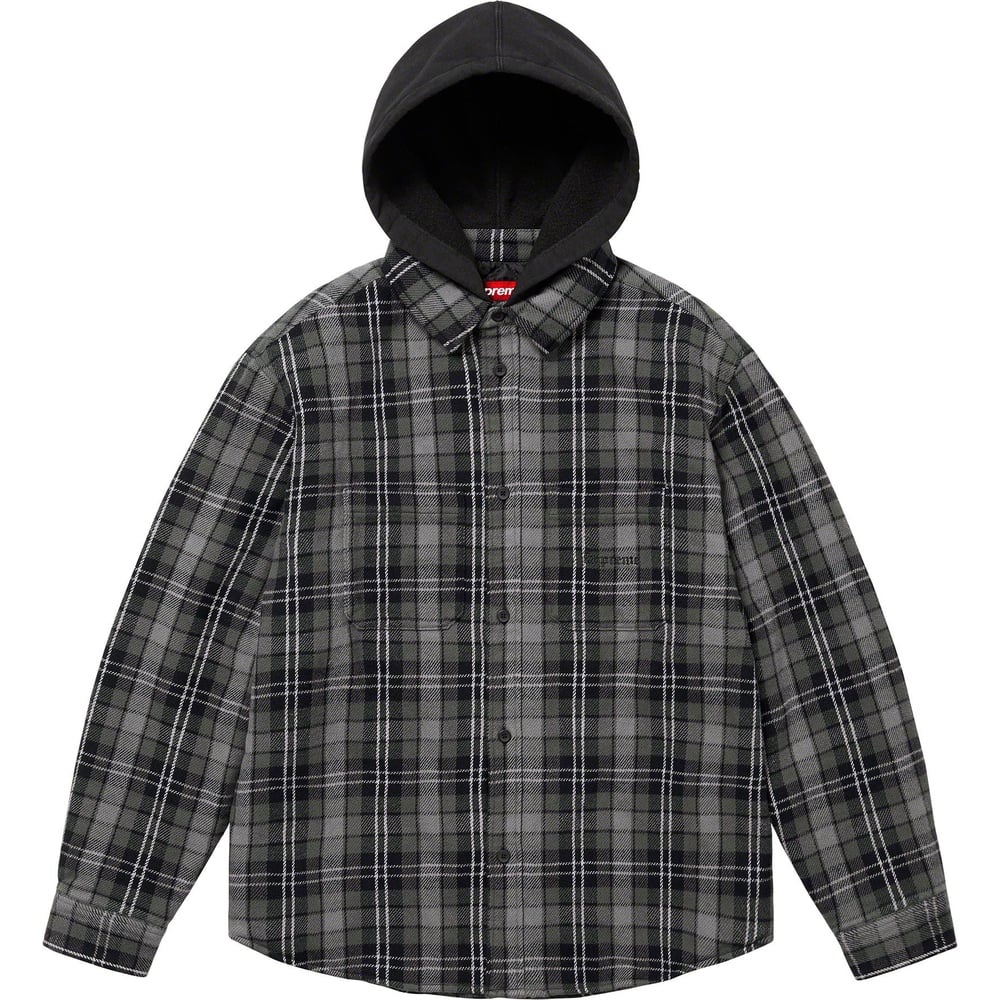 Details on Tartan Flannel Hooded Shirt  from fall winter
                                                    2023 (Price is $148)