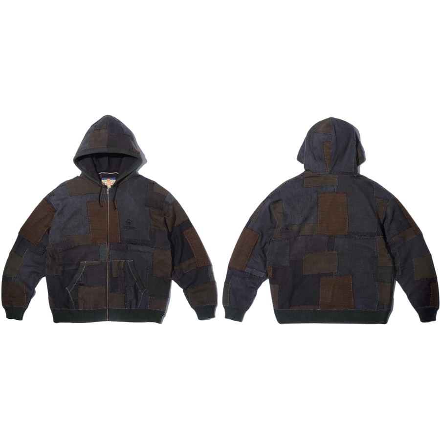 Supreme Supreme blackmeans Patchwork Zip Up Hooded Sweater for fall winter 23 season