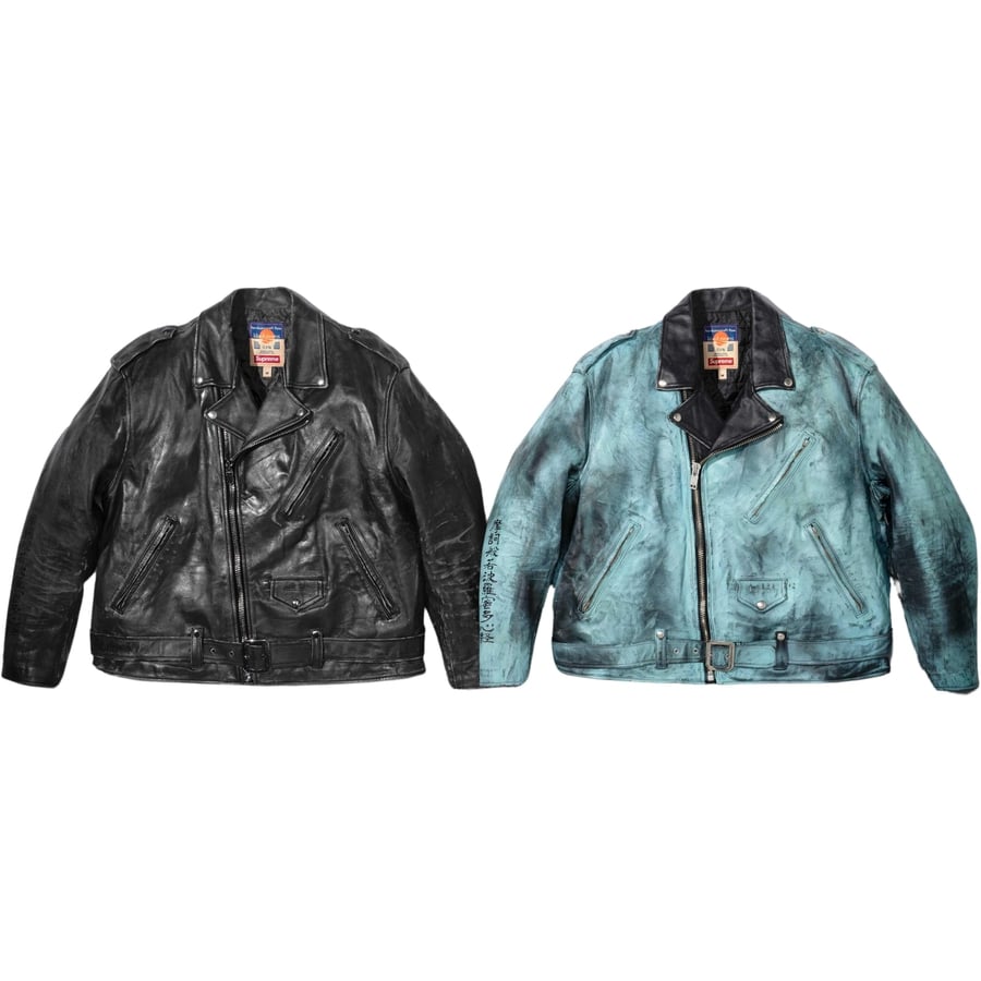 Supreme Supreme blackmeans Painted Leather Motorcycle Jacket (FW23) - $1498