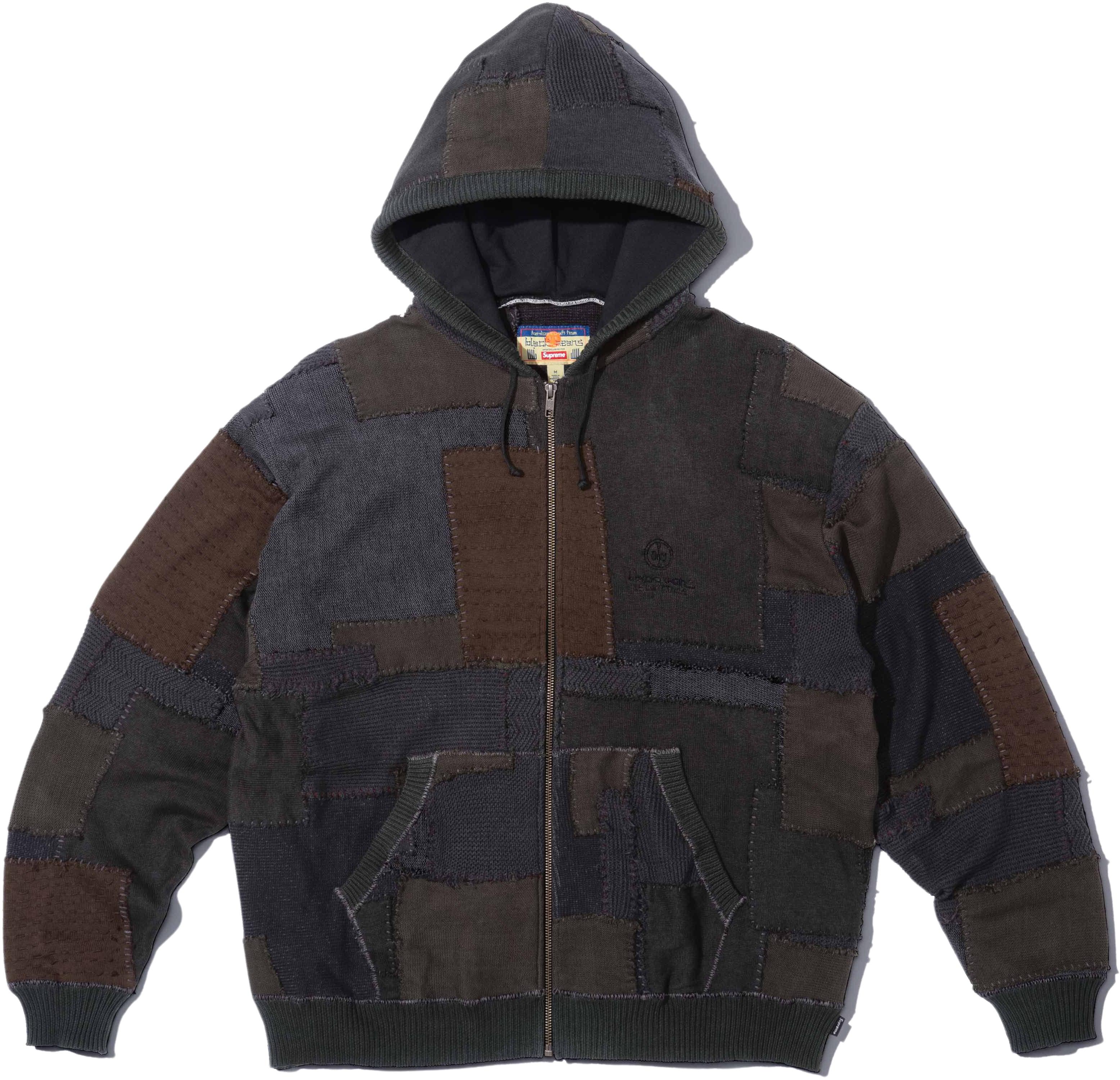 blackmeans Patchwork Zip Up Hooded Sweater - fall winter 2023