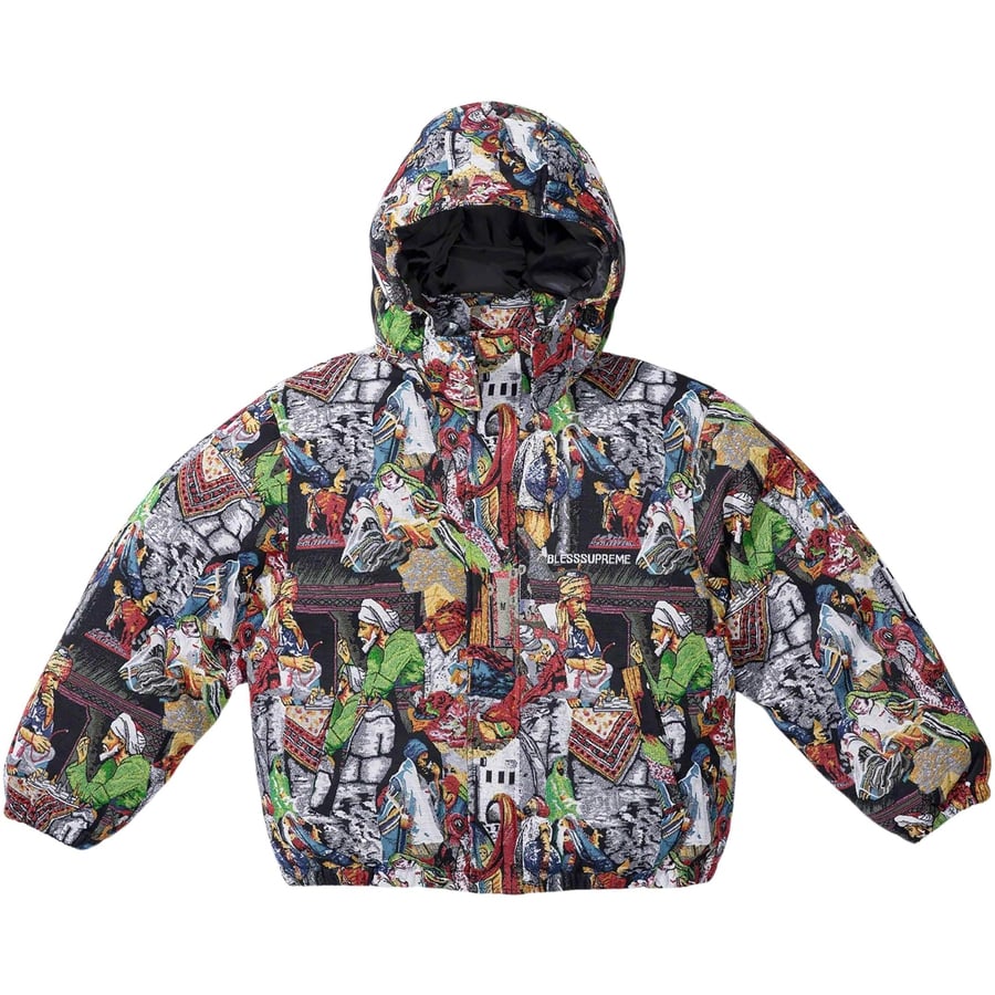 Details on Supreme BLESS Tapestry Down Puffer Jacket  from fall winter
                                                    2023 (Price is $698)