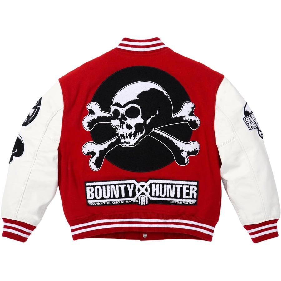 Details on Supreme Bounty Hunter Varsity Jacket  from fall winter
                                                    2023 (Price is $578)