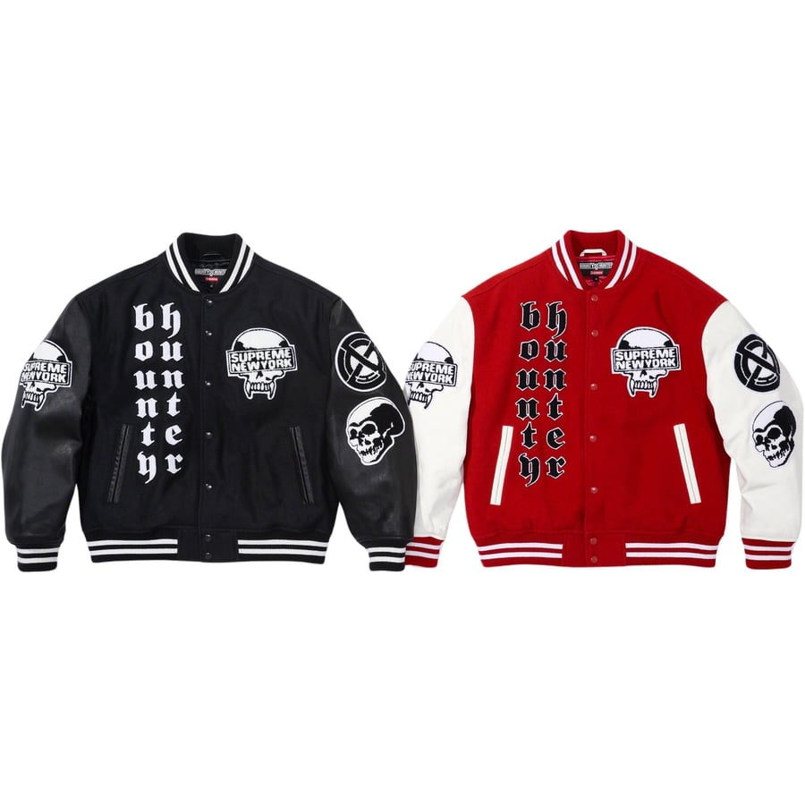 Details on Supreme Bounty Hunter Varsity Jacket from fall winter
                                            2023 (Price is $578)