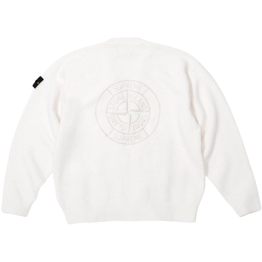 Details on Supreme Stone Island Bouclé Cardigan  from fall winter
                                                    2023 (Price is $498)