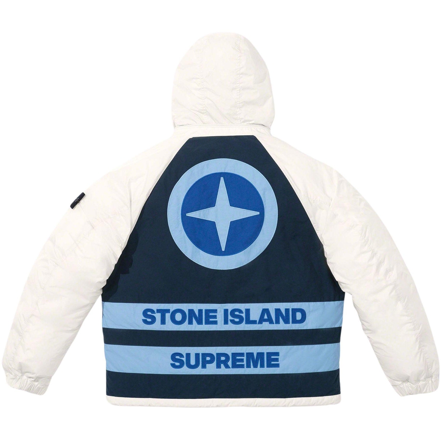 Details on Supreme Stone Island Reversible Down Puffer Jacket  from fall winter
                                                    2023 (Price is $998)