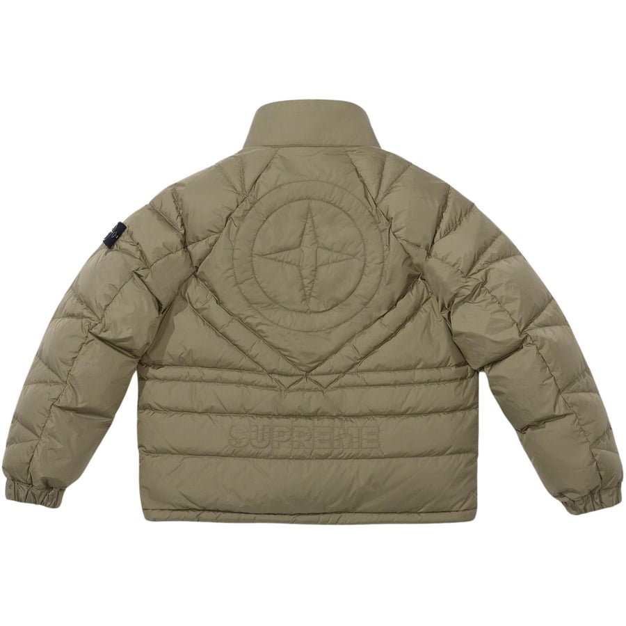 Details on Supreme Stone Island Reversible Down Puffer Jacket  from fall winter
                                                    2023 (Price is $998)