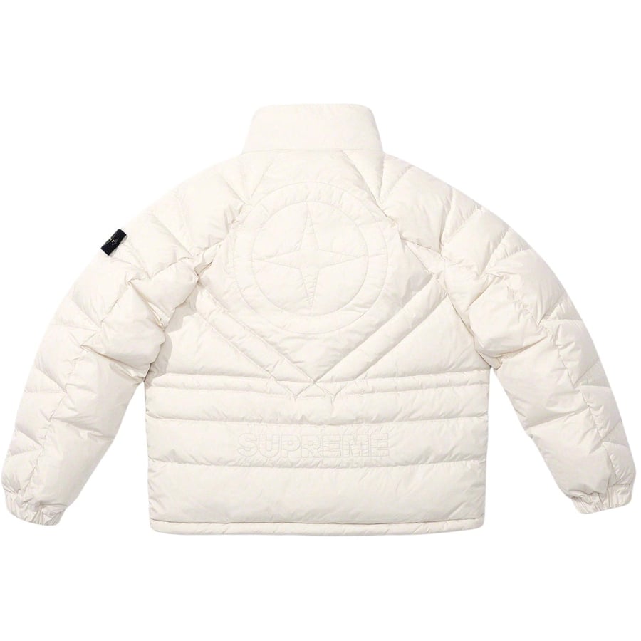 Details on Supreme Stone Island Reversible Down Puffer Jacket  from fall winter
                                                    2023 (Price is $998)