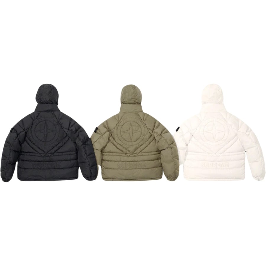 Details on Supreme Stone Island Reversible Down Puffer Jacket  from fall winter
                                                    2023 (Price is $998)