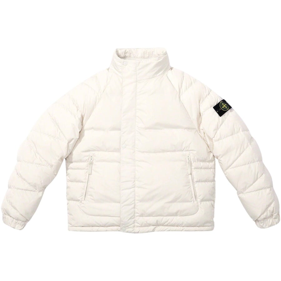 Details on Supreme Stone Island Reversible Down Puffer Jacket  from fall winter
                                                    2023 (Price is $998)