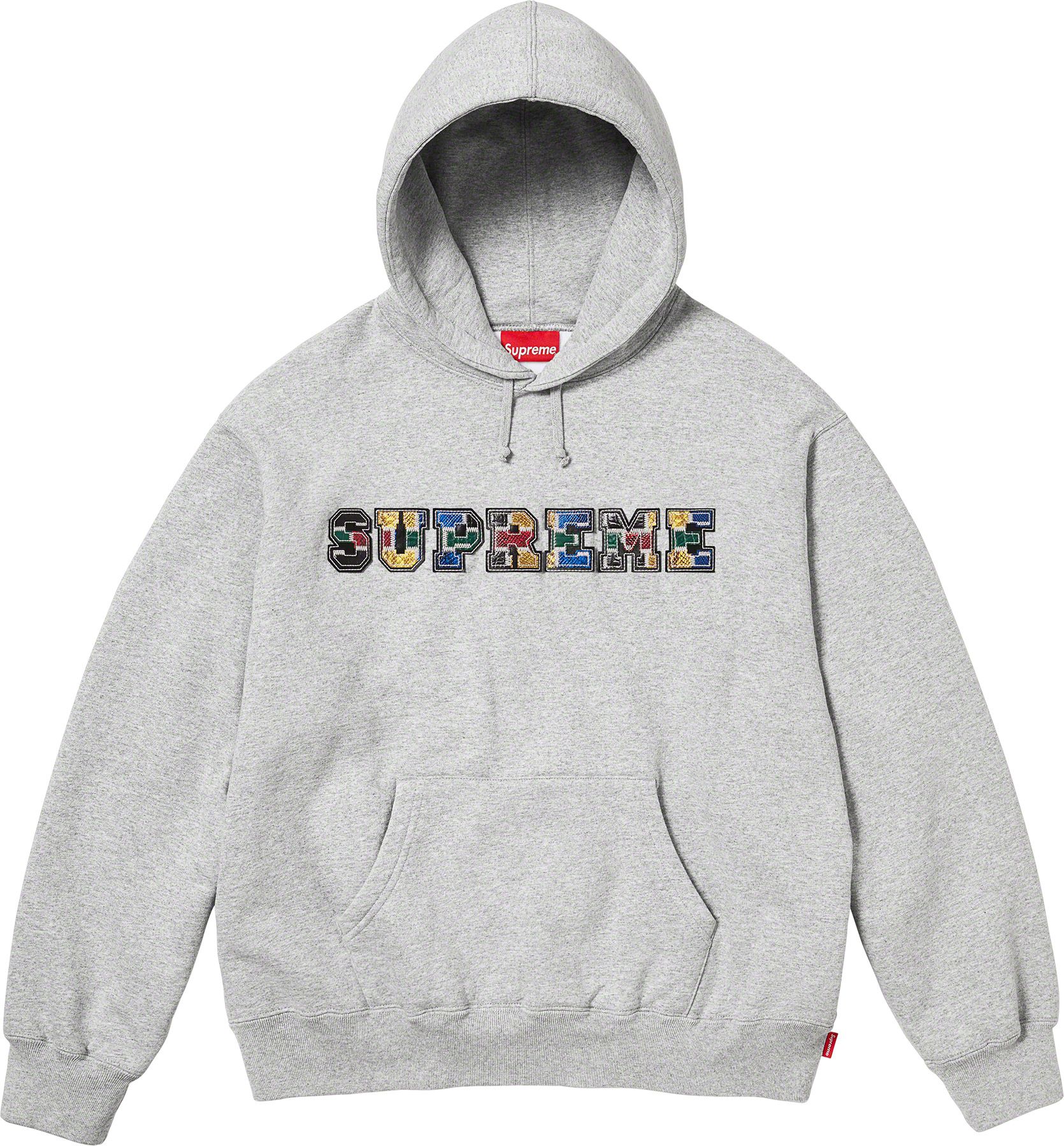 Collegiate Patchwork Leather Hooded Sweatshirt - fall winter 2023 - Supreme