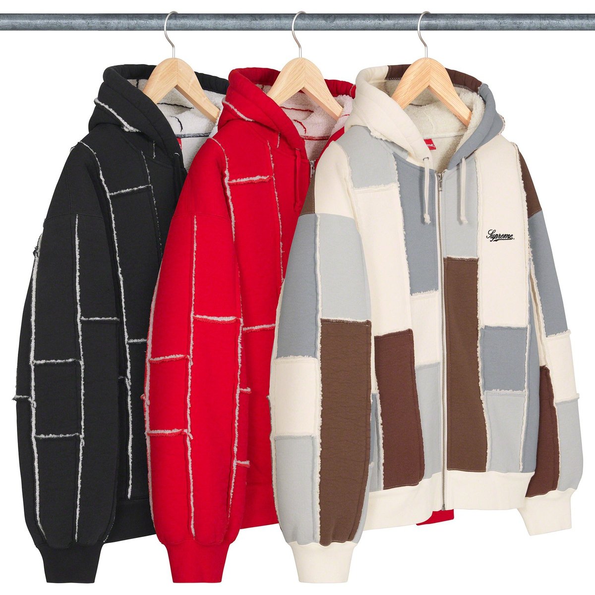 Supreme Faux Shearling Zip Up Hooded Sweatshirt for fall winter 23 season