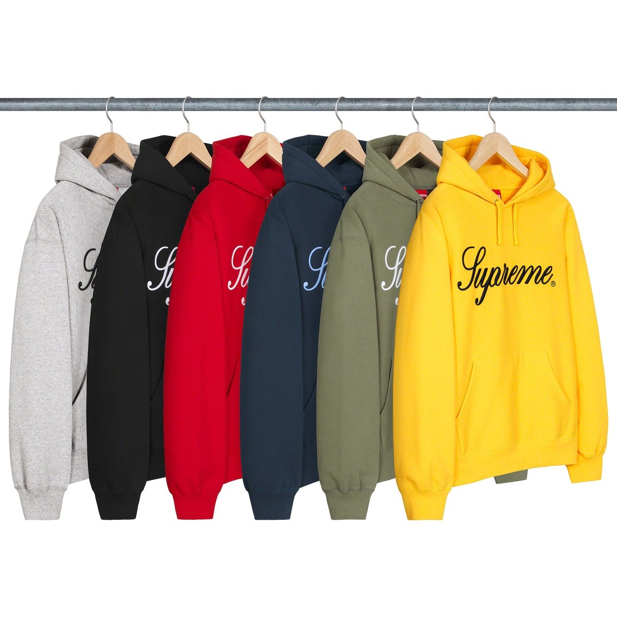 Supreme Raised Script Hooded Sweatshirt for fall winter 23 season