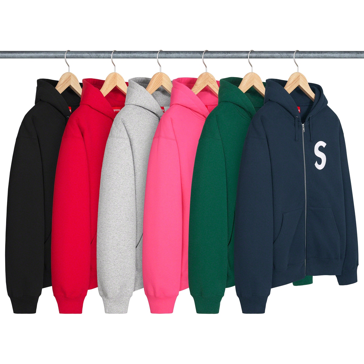 Supreme S Logo Zip Up Hooded Sweatshirt for fall winter 23 season