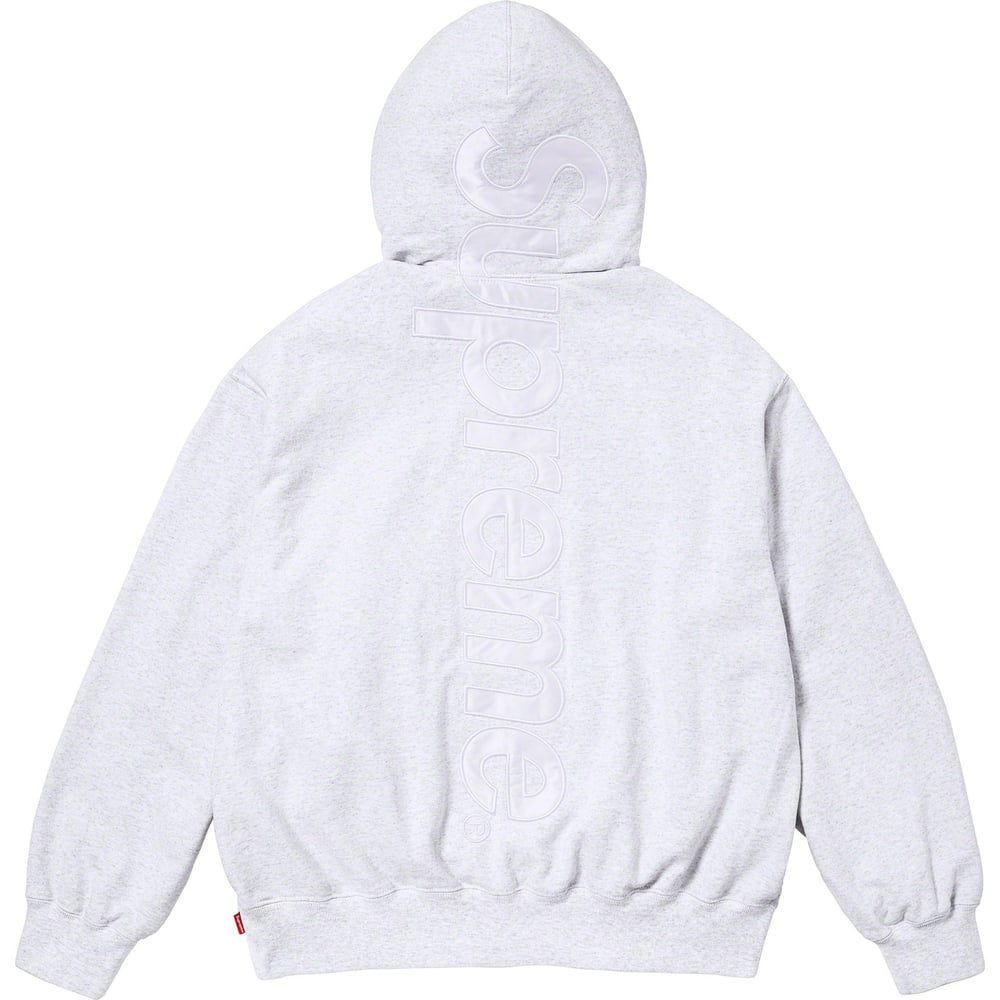 Details on Satin Appliqué Hooded Sweatshirt  from fall winter
                                                    2023 (Price is $158)