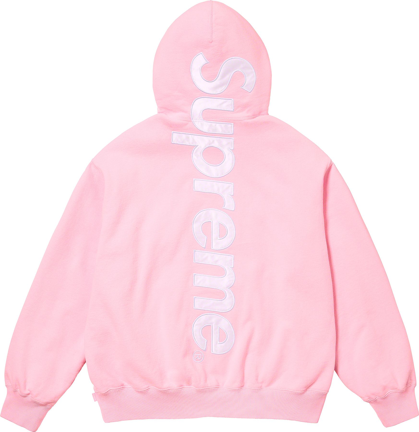 Supreme Satin Applique Hooded Sweat Pink