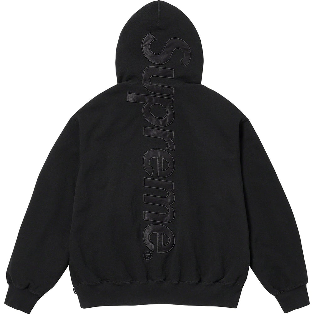 Details on Satin Appliqué Hooded Sweatshirt  from fall winter 2023