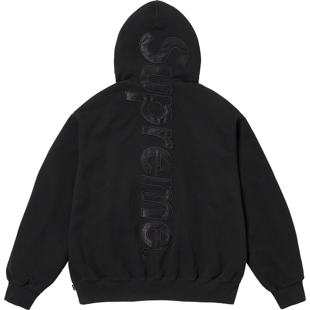 Supreme Satin Appliqué Hooded Sweatshirt (FW23) - $158