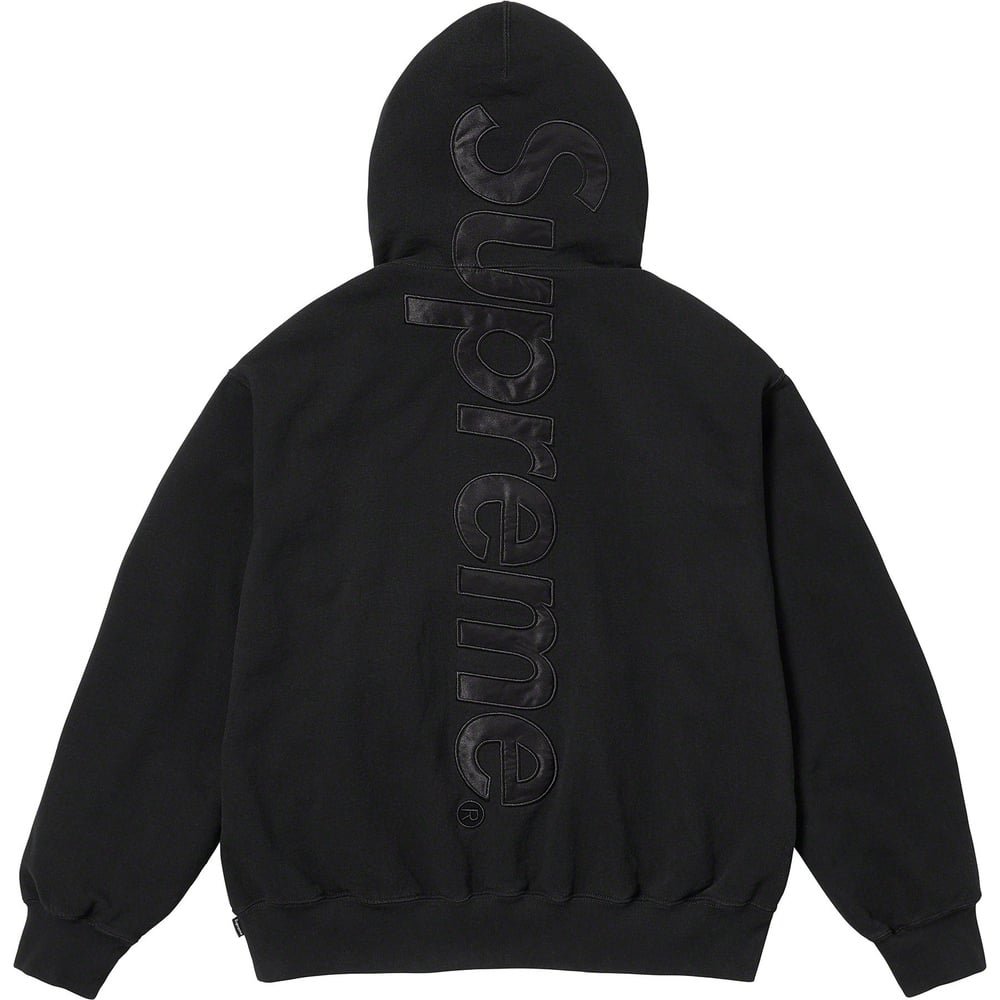 Details on Satin Appliqué Hooded Sweatshirt  from fall winter
                                                    2023 (Price is $158)