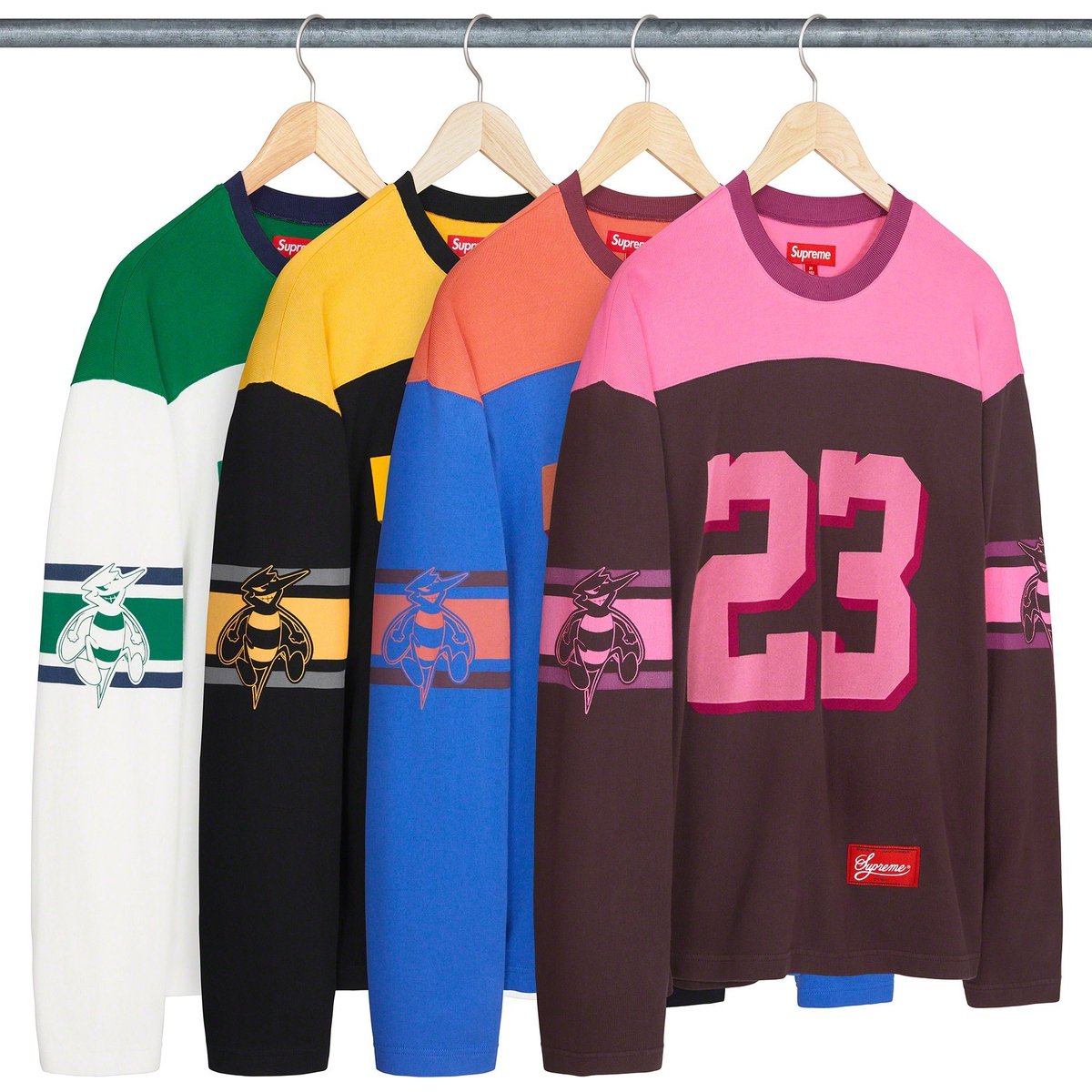 Supreme Bumblebee L S Football Top released during fall winter 23 season